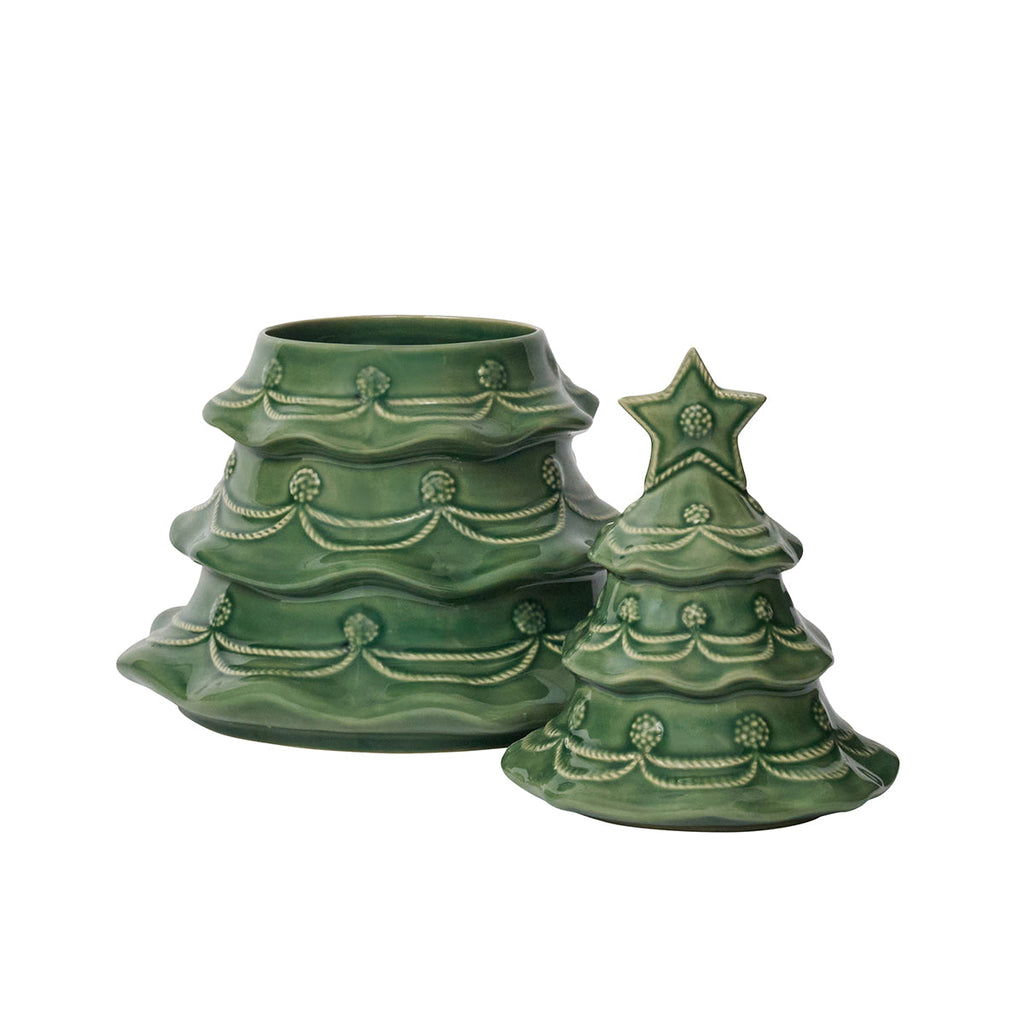 Berry & Thread Christmas Tree Cookie Jar With Lid Basil