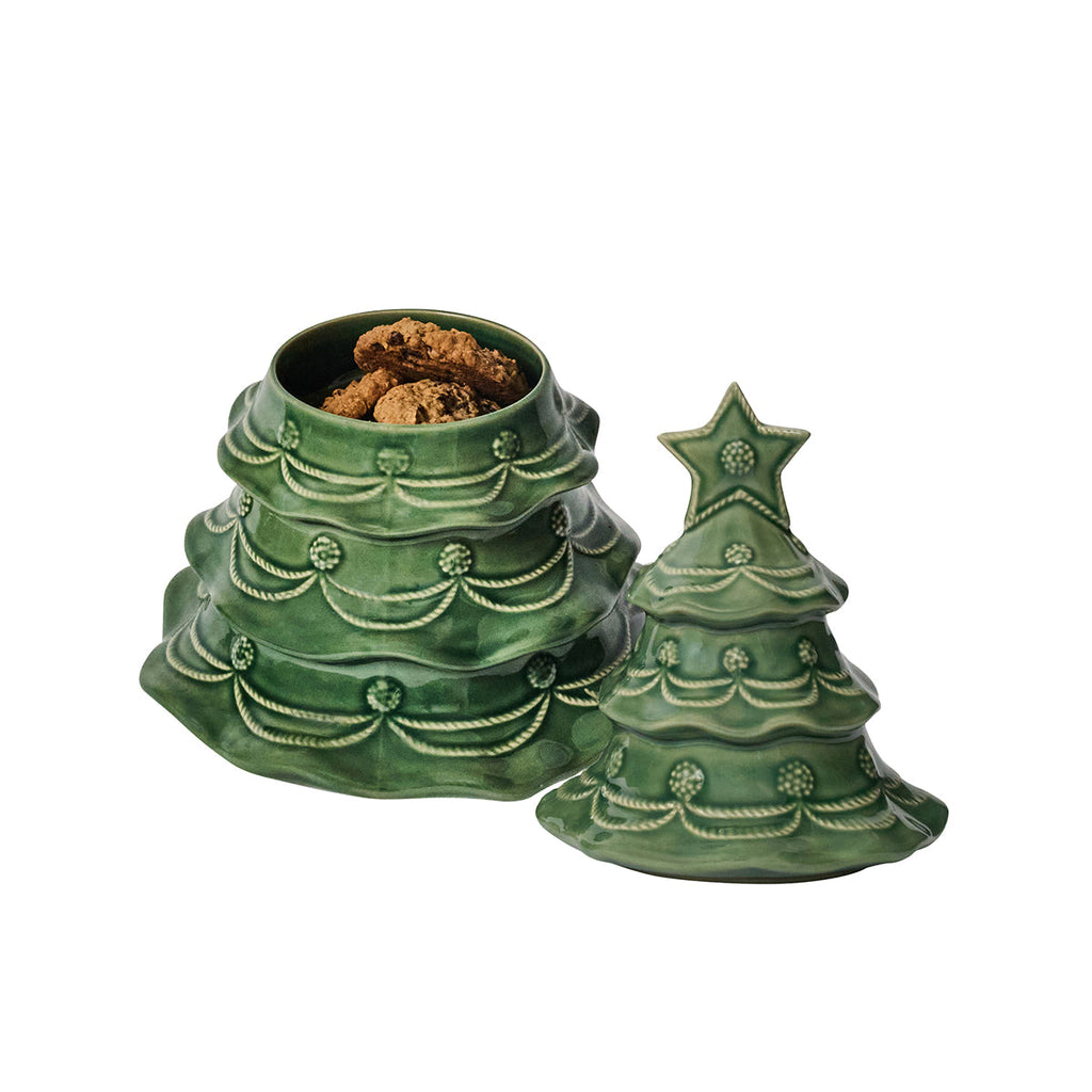 Berry & Thread Christmas Tree Cookie Jar With Lid Basil