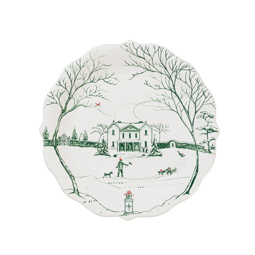 Country Estate Winter Frolic Party Plate Set/4 Evergreen