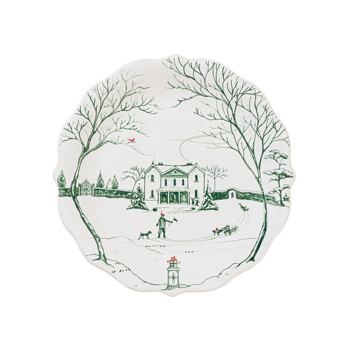 Country Estate Winter Frolic Party Plate Set/4 Evergreen