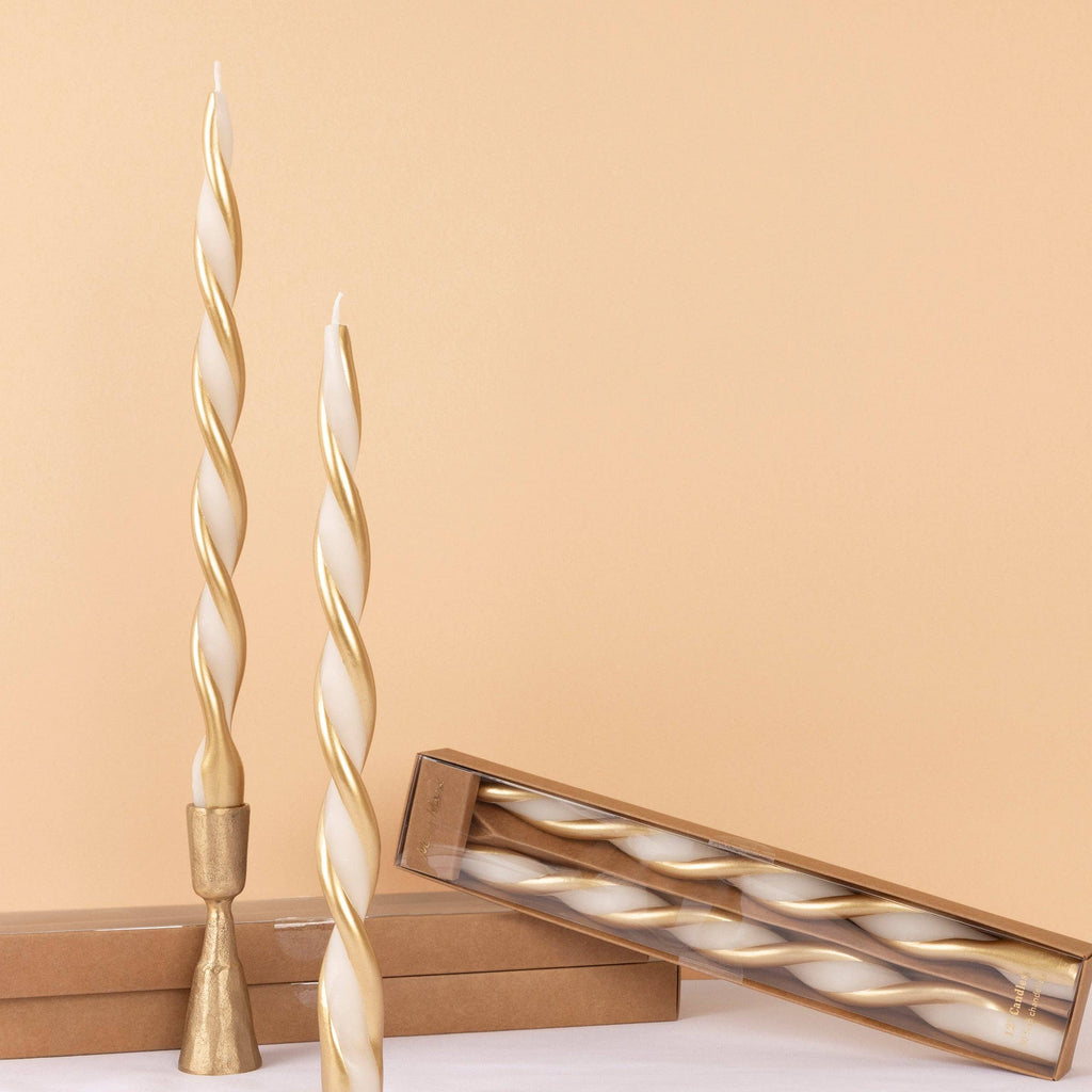 Gold Stripe Twist Candles
