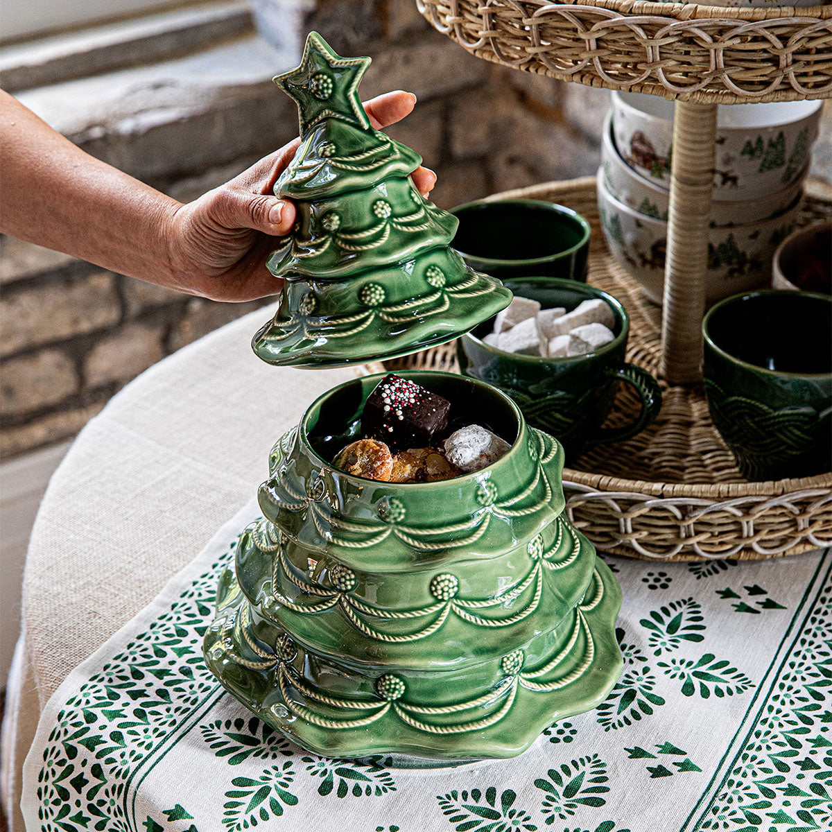 Berry & Thread Christmas Tree Cookie Jar With Lid Basil