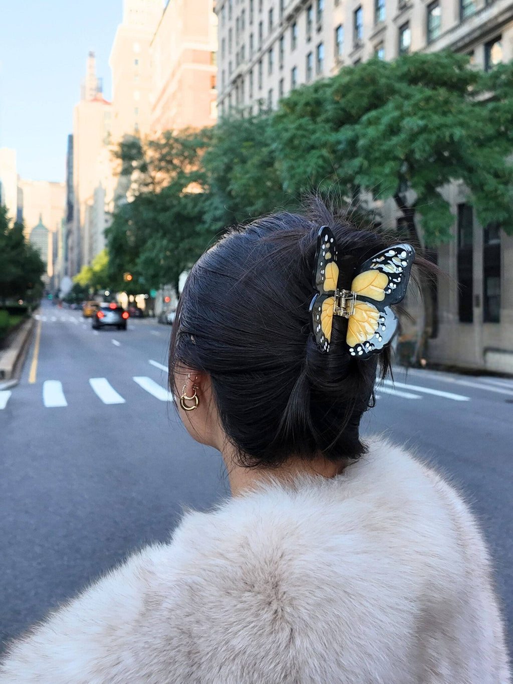 Monarch Butterfly Claw Hair Clip Double Pink