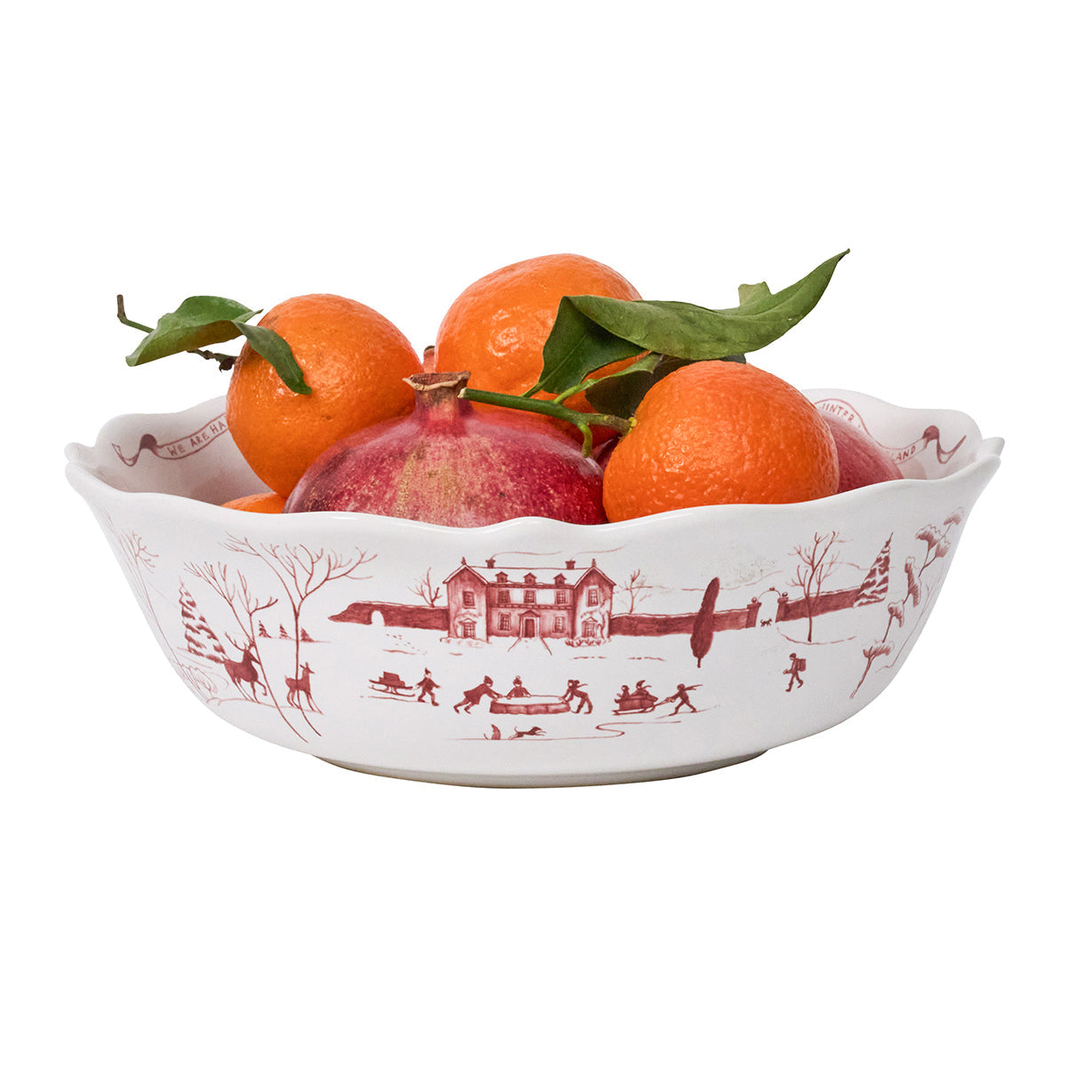 Country Estate Winter Frolic 11" Serving Bowl Ruby