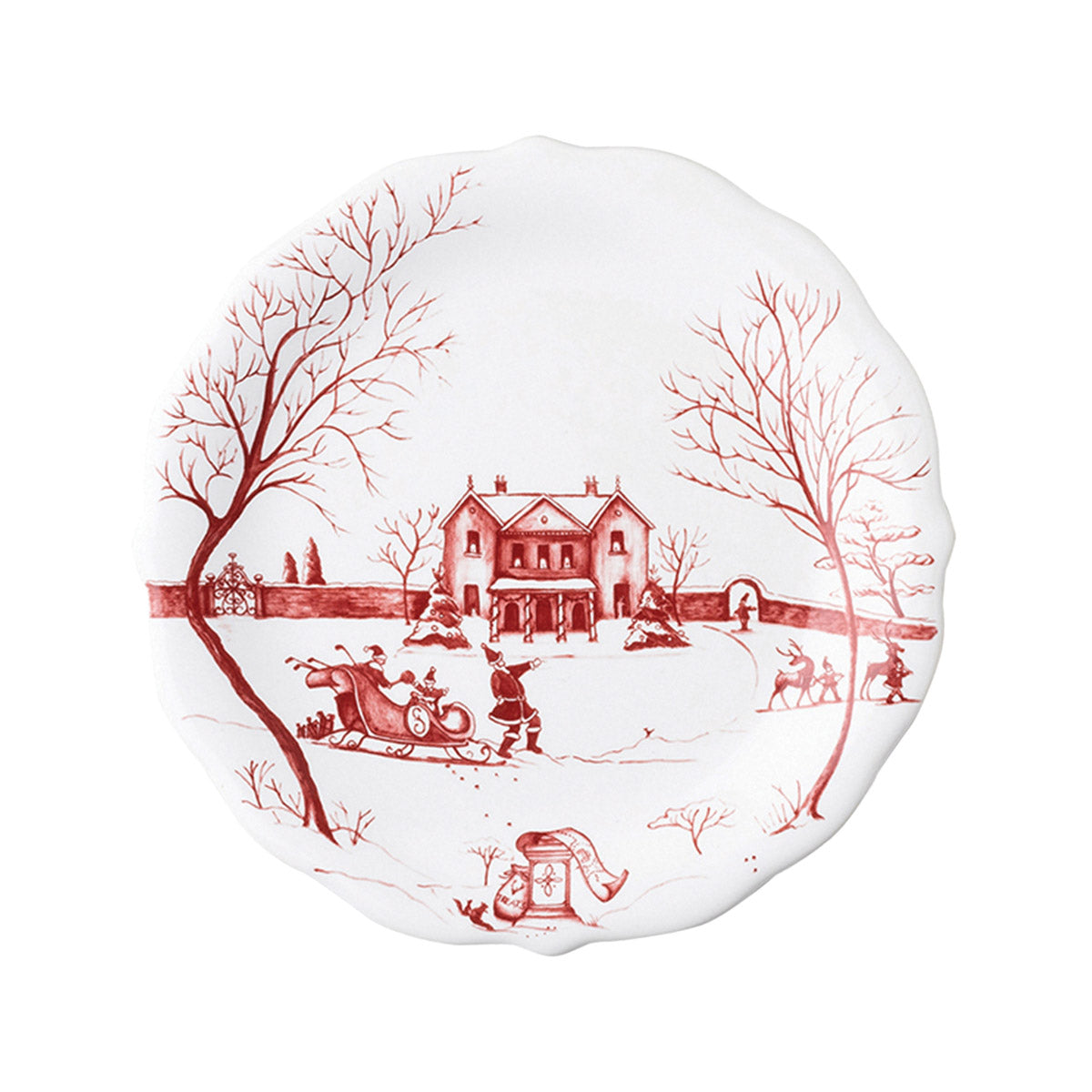 Country Estate Winter Frolic Party Plate Set/4