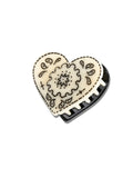 Paisley Heart Hair Claw Clip Black/White