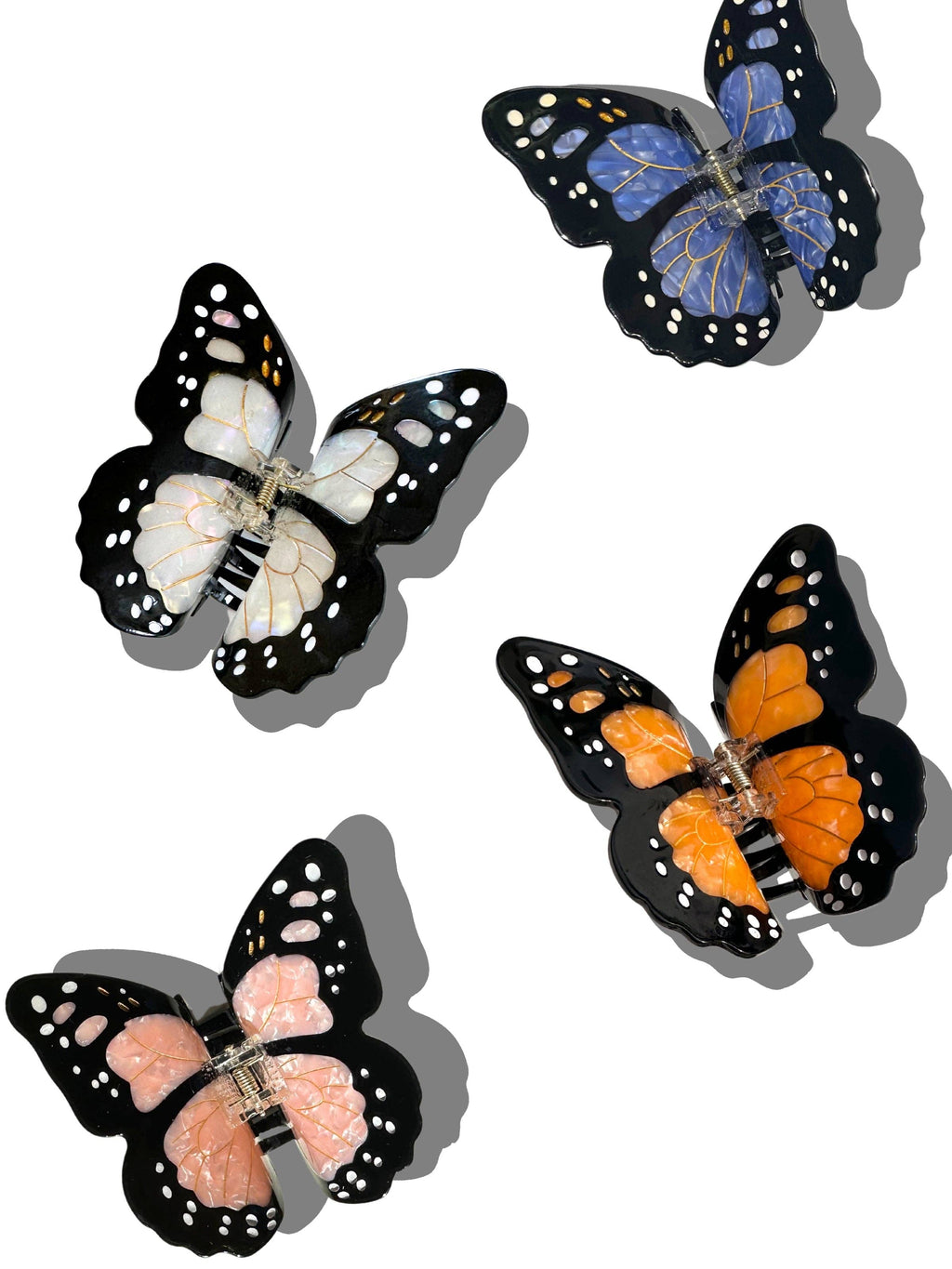 Monarch Butterfly Claw Hair Clip Double Pink