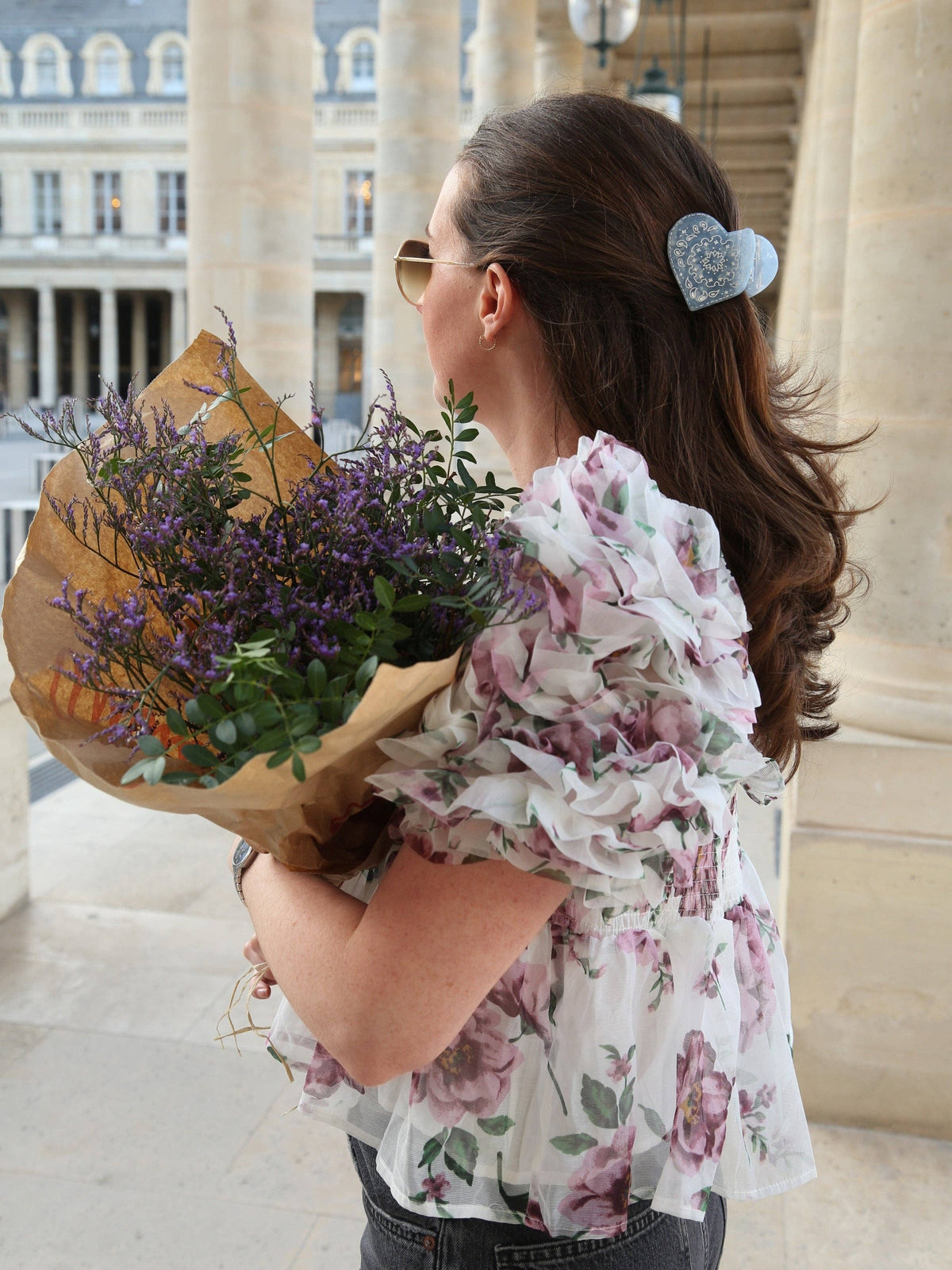 Paisley Heart Claw Hair Clip Blue