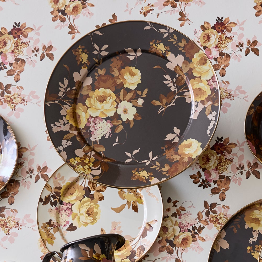 Wild Rose Brown Serving Platter