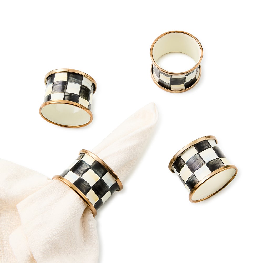 Courtly Check Napkin Rings, set of 4