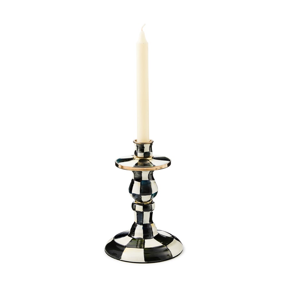 Courtly Check Small Enamel Candlestick