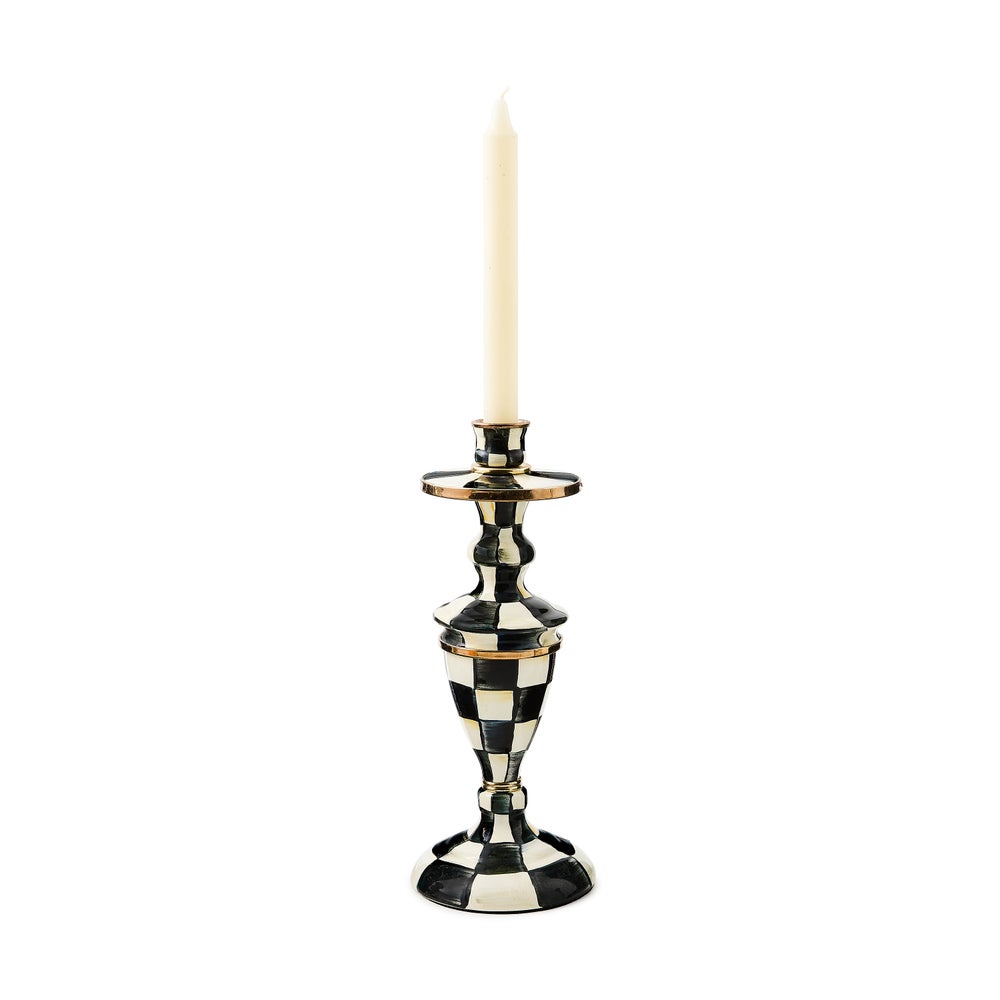 Courtly Check Medium Enamel Candlestick