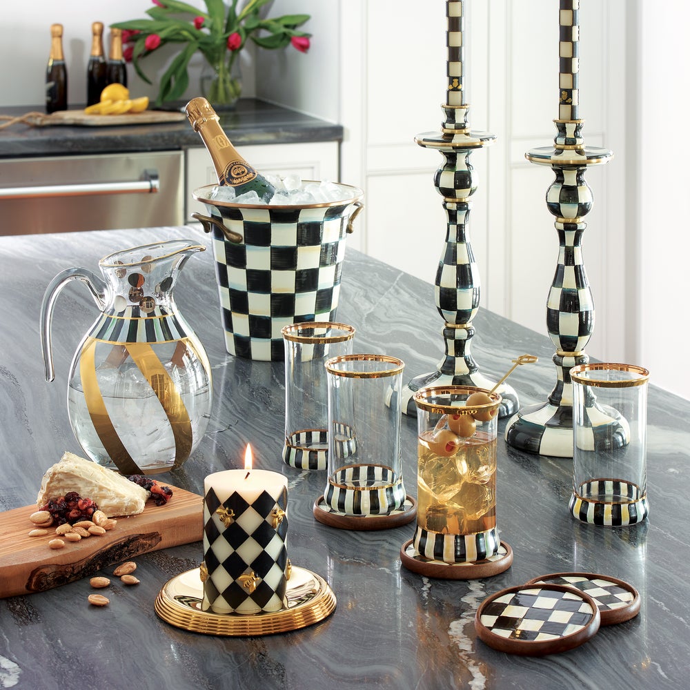 Courtly Check Medium Enamel Candlestick
