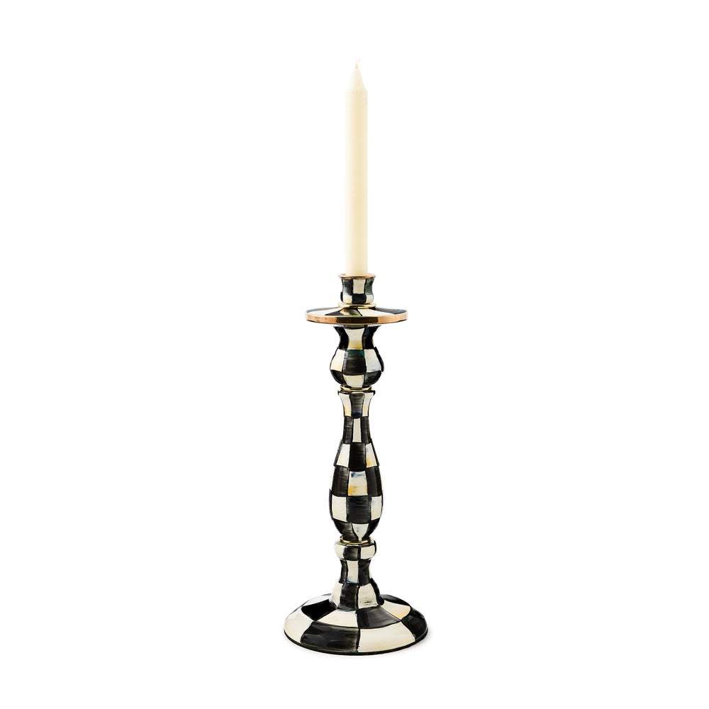 Courtly Check Large Enamel Candlestick