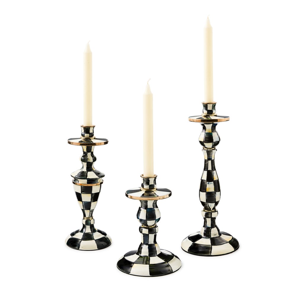 Courtly Check Large Enamel Candlestick