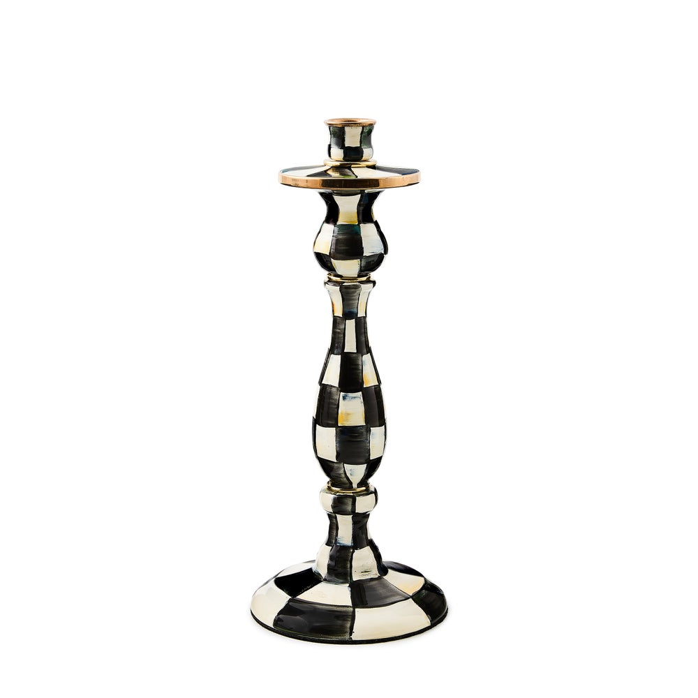 Courtly Check Large Enamel Candlestick