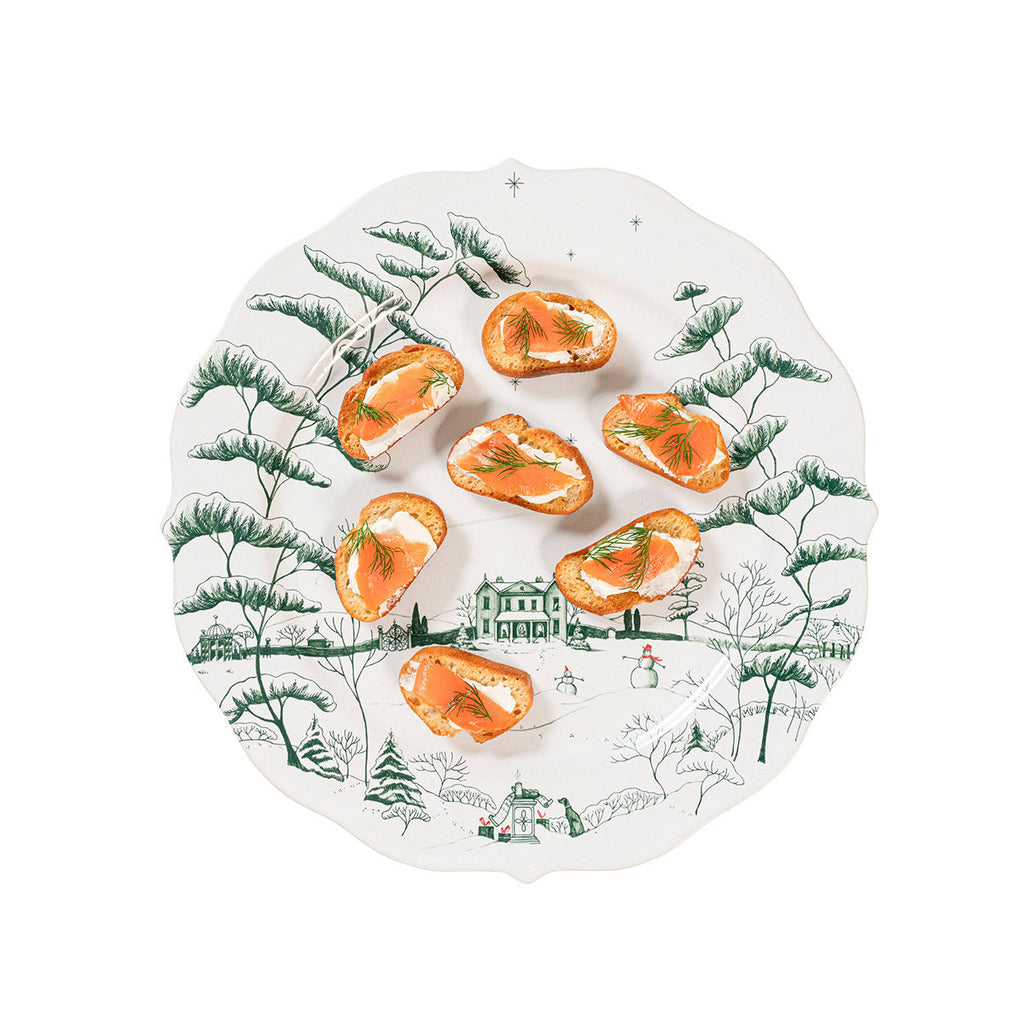 Country Estate Winter Frolic Party Plate Set/4 Evergreen