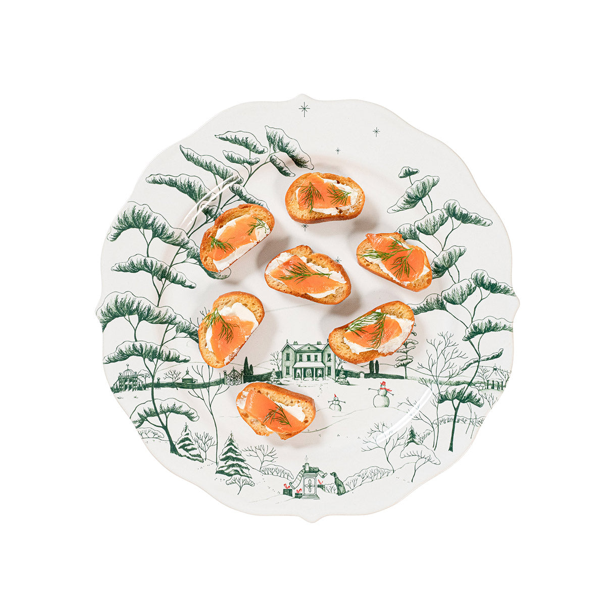 Country Estate Winter Frolic Party Plate Set/4 Evergreen
