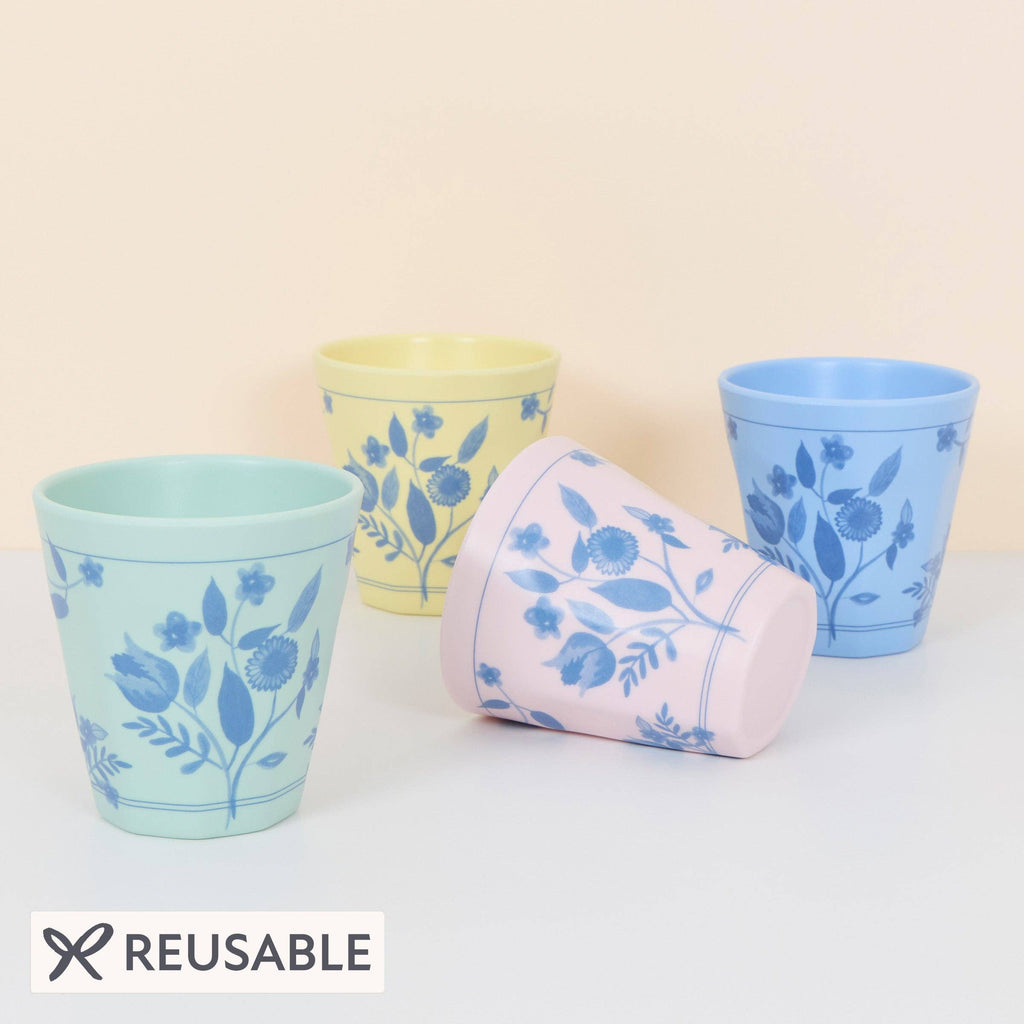 Vintage Botanical Melamine Cups Set/4