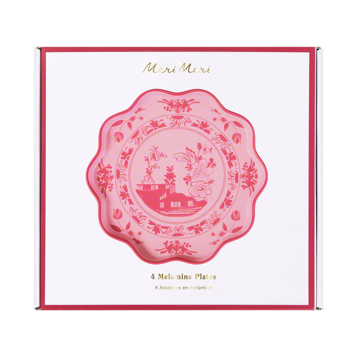 Pink Vintage Botanical Melamine Small Plates S/4