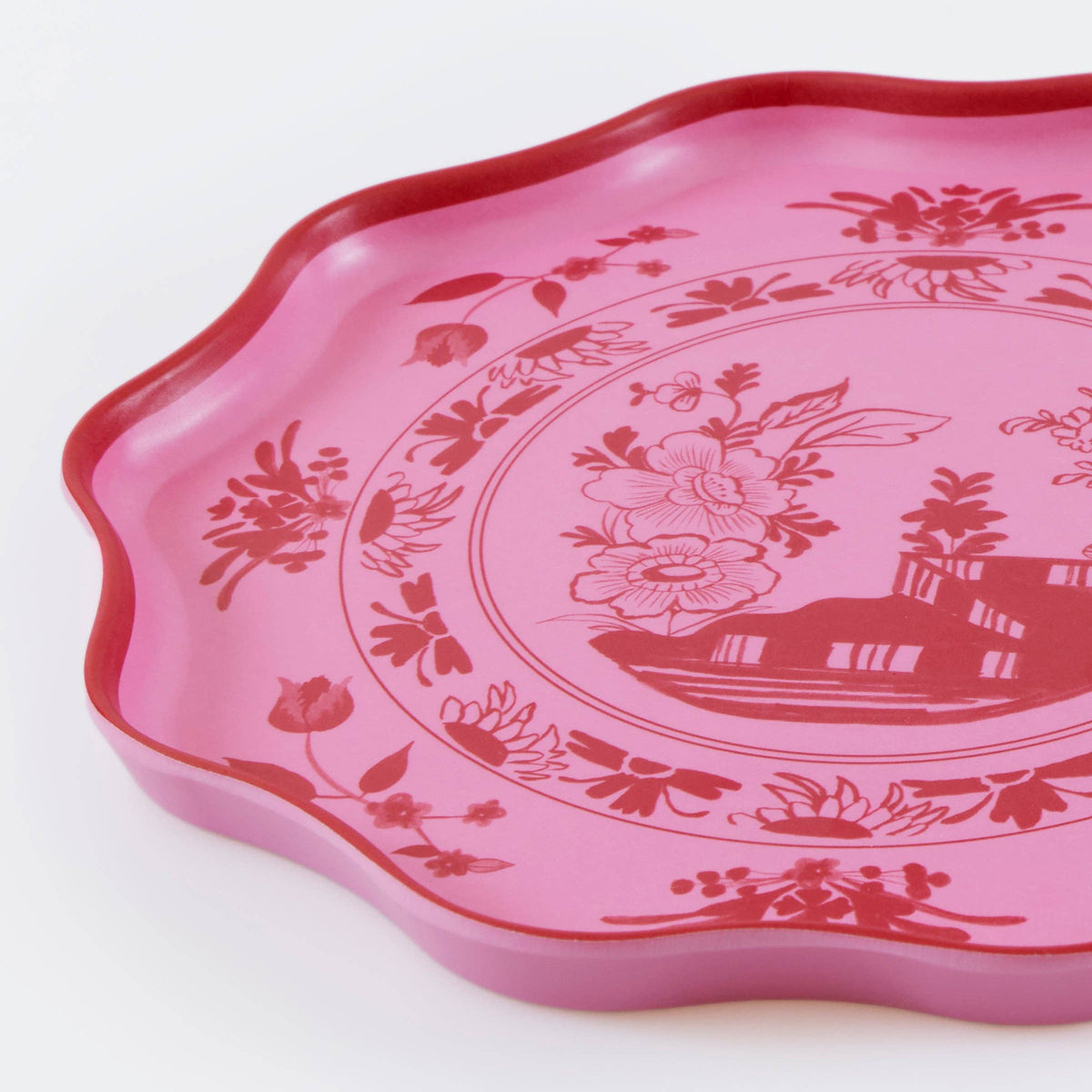 Pink Vintage Botanical Melamine Small Plates S/4