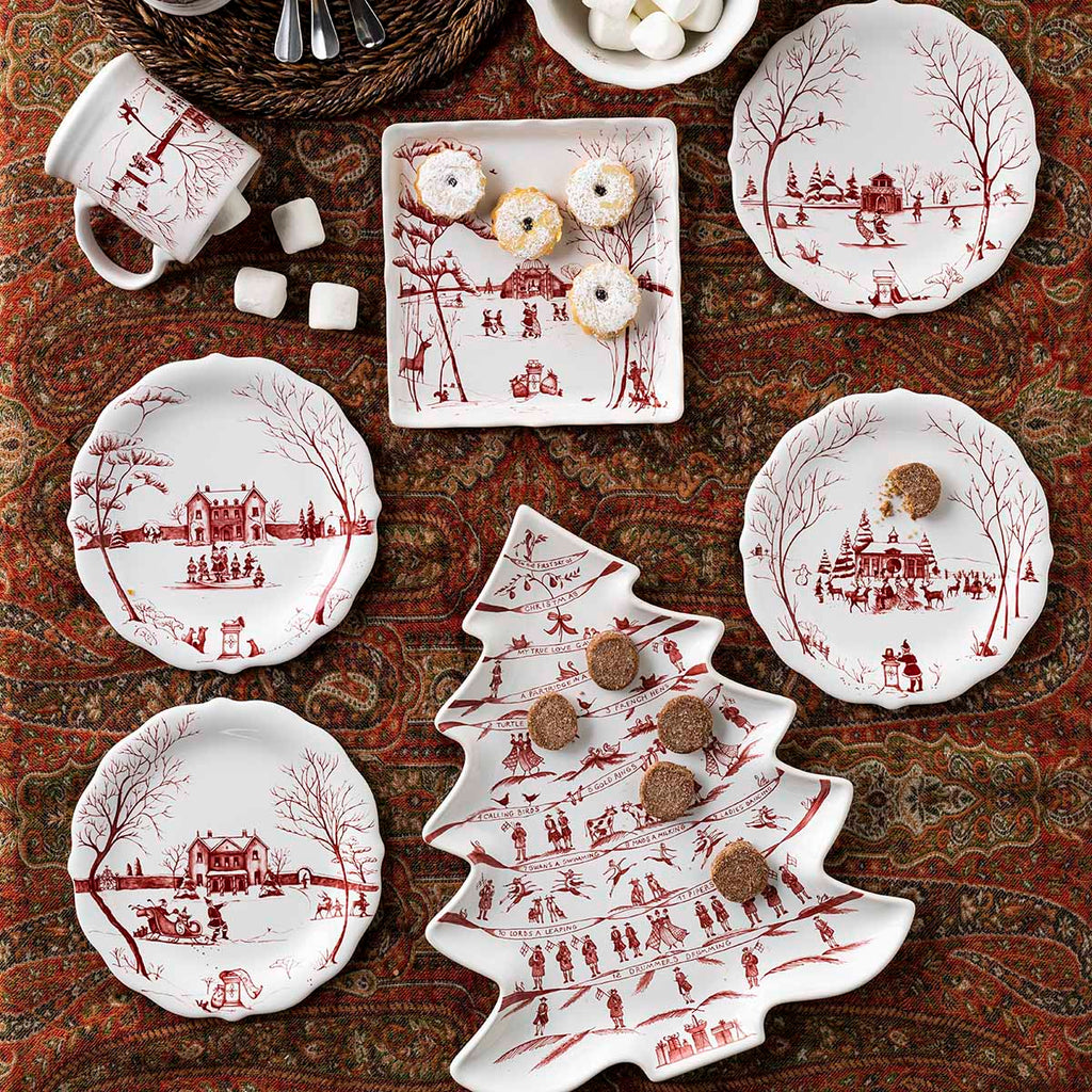 Country Estate Winter Frolic Party Plate Set/4