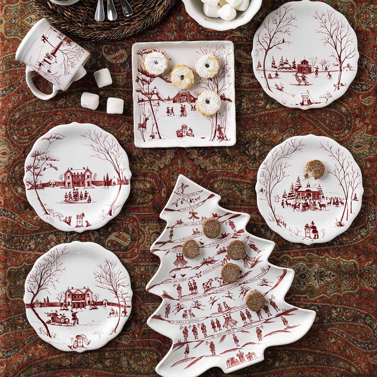 Country Estate Winter Frolic Party Plate Set/4