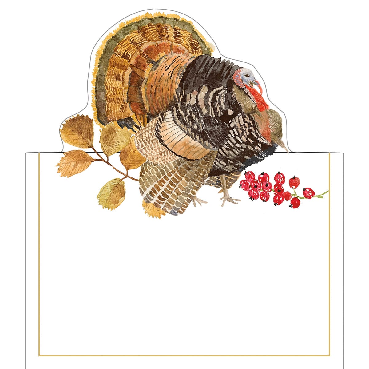 Woodland Turkey Foil Place Card 8 In