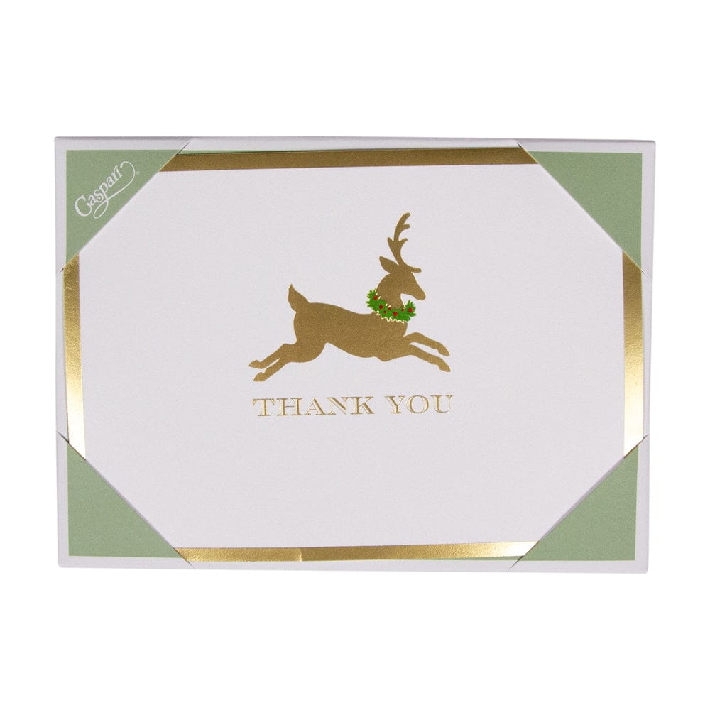 Leaping Reindeer Foil Thank You Notes Boxed