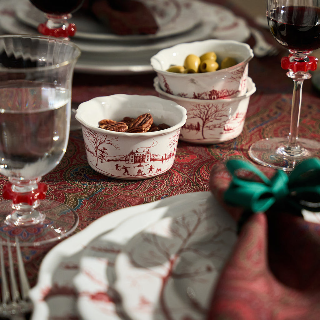 Country Estate Winter Frolic Ramekin Ruby