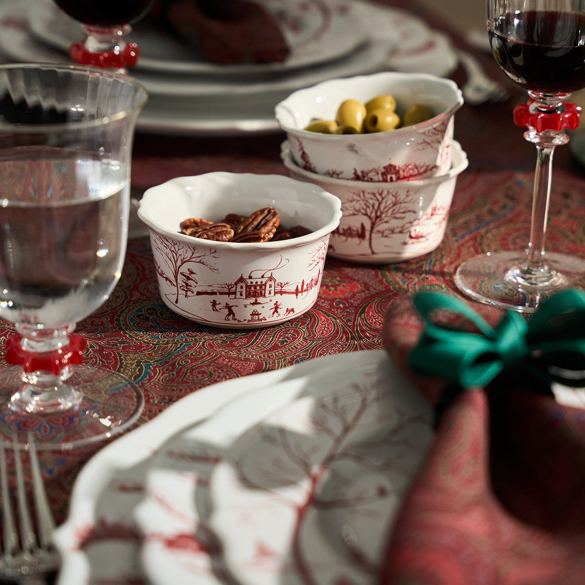 Country Estate Winter Frolic Ramekin Ruby
