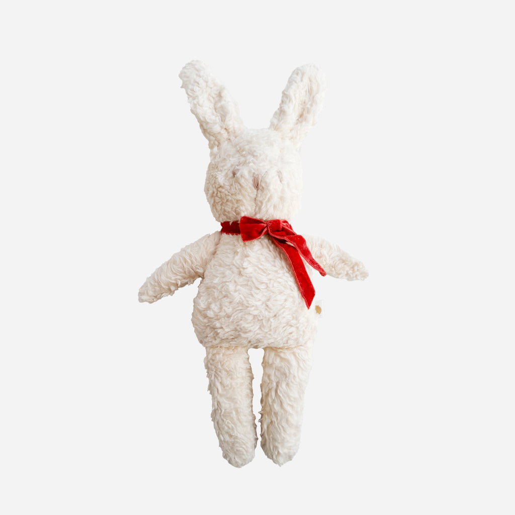 Plush Bunny Red Velvet Bow Stuffed Animal