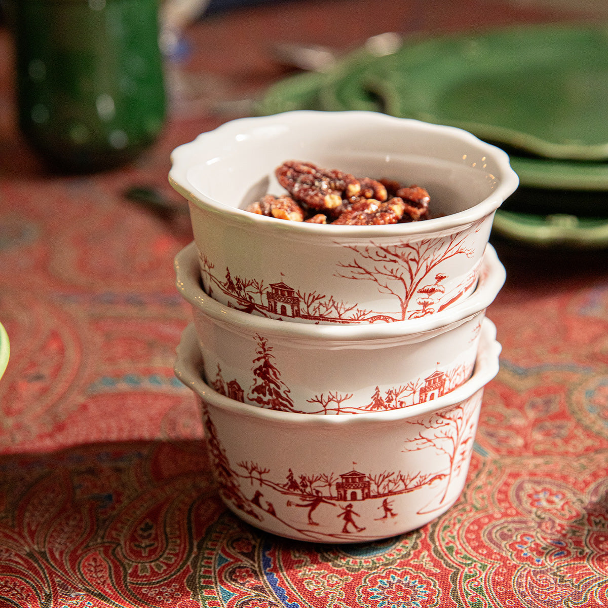 Country Estate Winter Frolic Ramekin Ruby