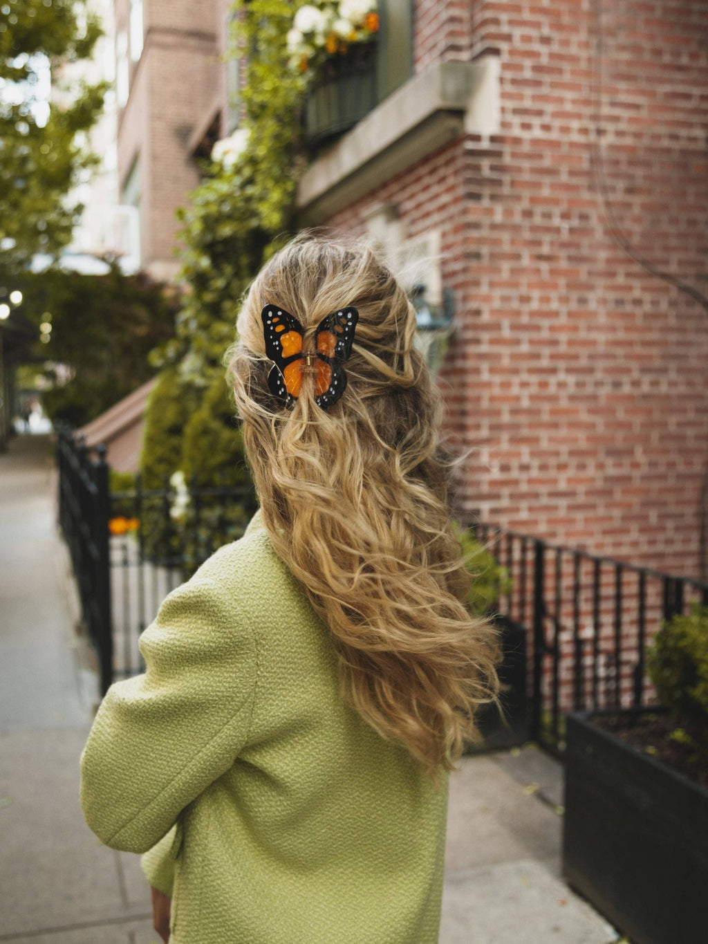 Monarch Butterfly Claw Hair Clip Double Pink