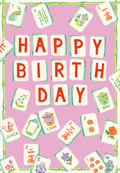 Birthday Mahjong Pink Card