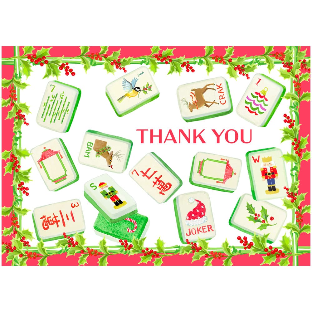 Christmas Mahjong Thank You Notes Boxed 8 In