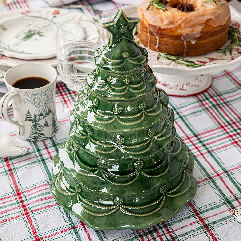 Berry & Thread Christmas Tree Cookie Jar With Lid Basil