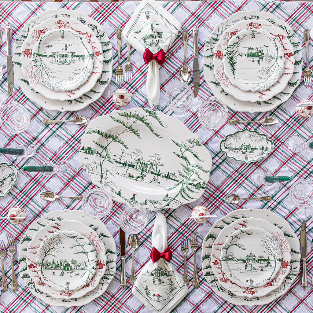 Country Estate Winter Frolic Party Plate Set/4 Evergreen