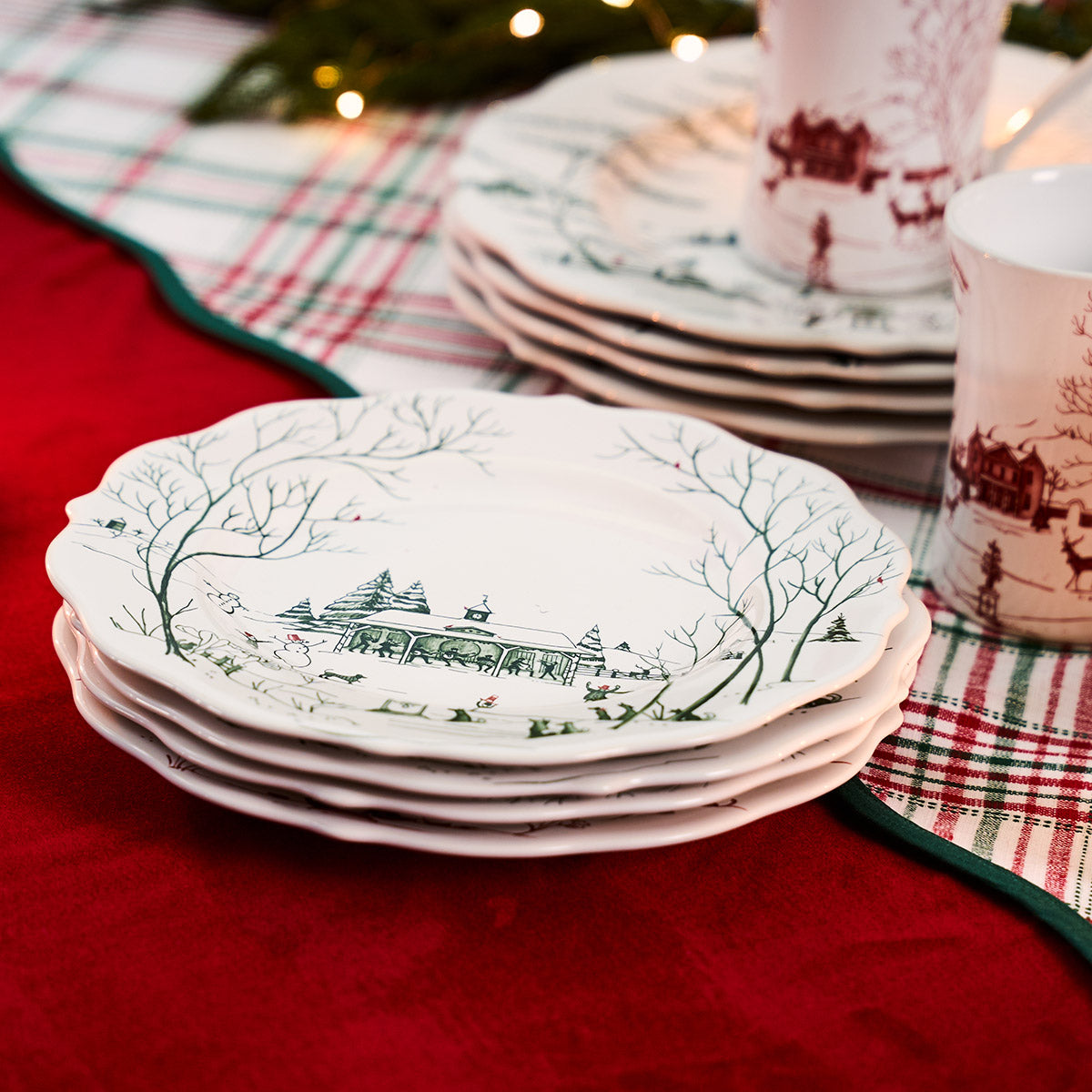 Country Estate Winter Frolic Dessert/Salad Plate Evergreen