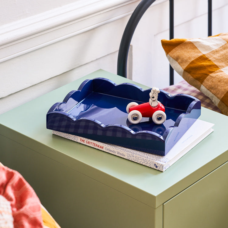 Small Navy Blue Scalloped Edge Tray
