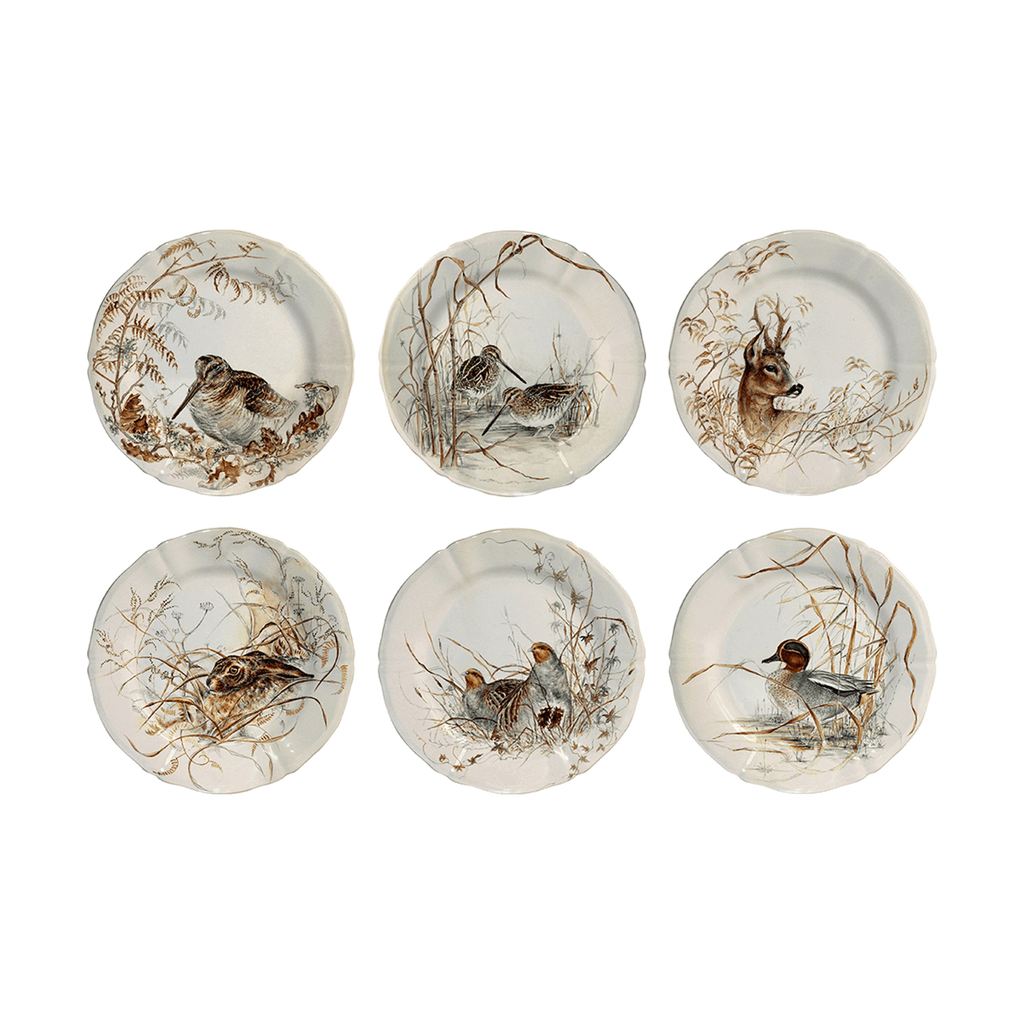 Set of 6 Dessert Plates Game Sologne
