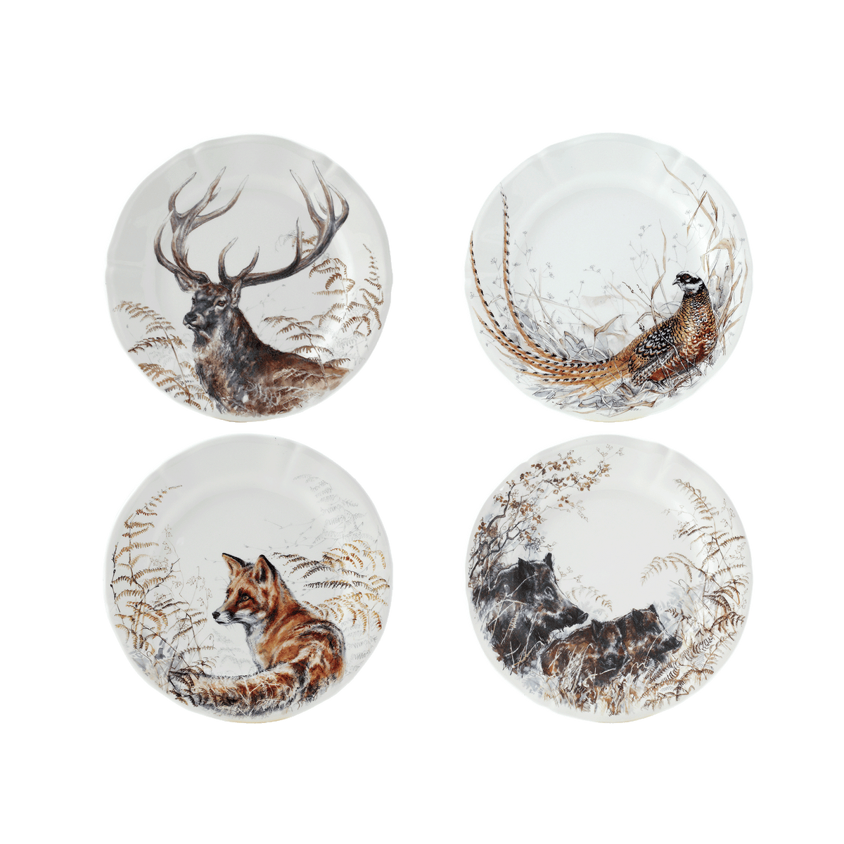 Set of 4 Dessert Plates Game - Sologne
