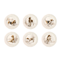 Sologne Dessert Plates Assorted Dogs Set of 6