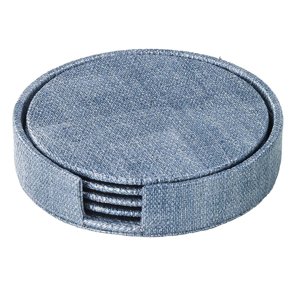Luster Boxed Round Coaster Set Ice Blue