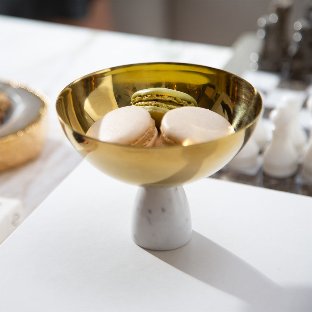 Coluna Nut Bowl Marble & Gold