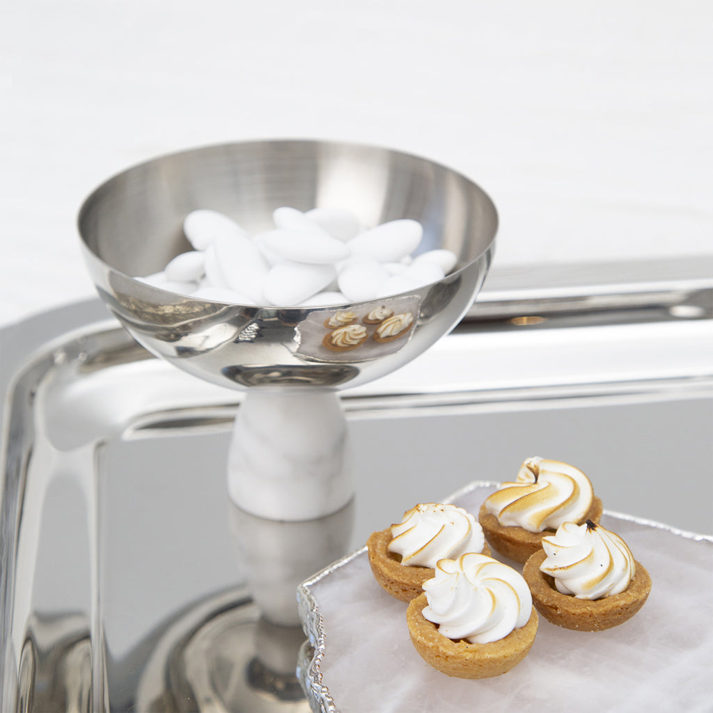 Coluna Nut Bowl Marble & Silver