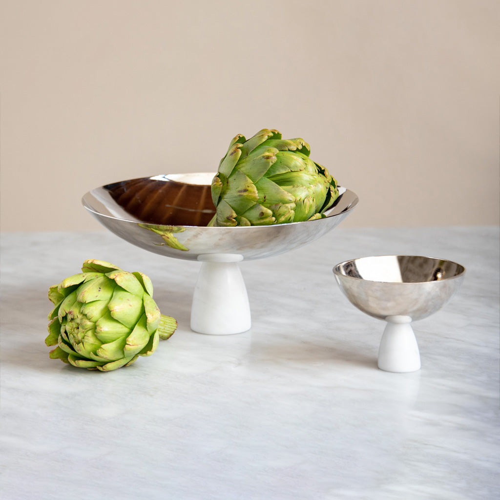 Coluna Nut Bowl Marble & Silver