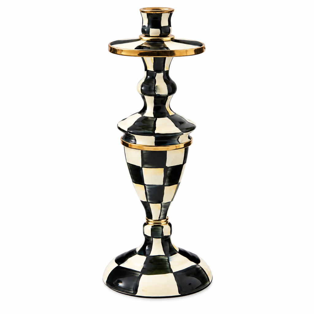Courtly Check Medium Enamel Candlestick