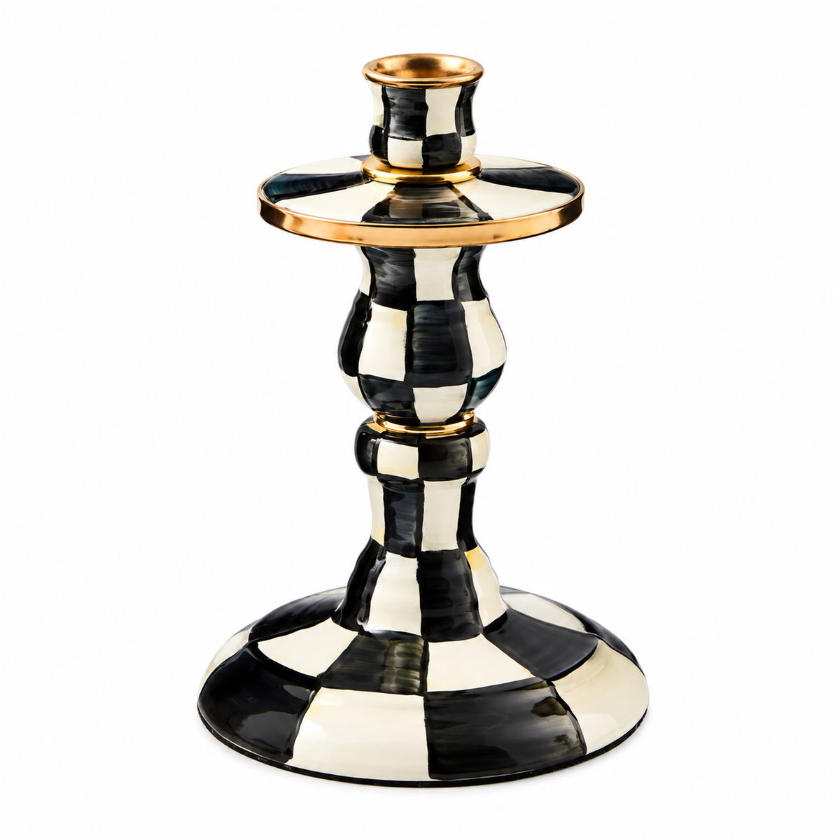 Courtly Check Small Enamel Candlestick