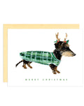 Merry Christmas, Dog with Antlers Greeting Card